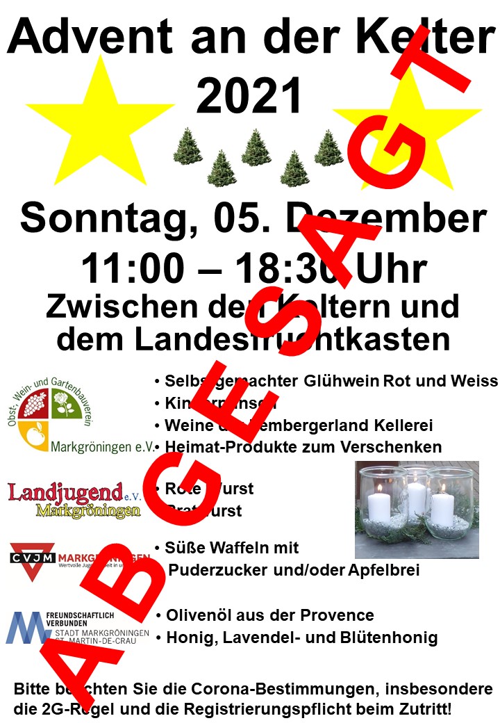 Plakat Weihnachtsmarkt 2021 Absage